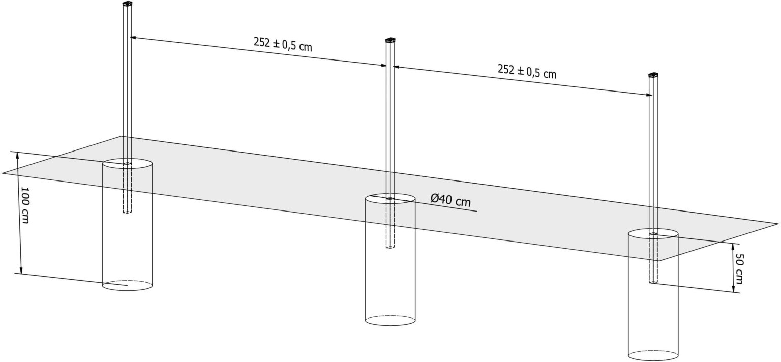 Słupki do paneli ogrodzeniowych - 60x40 mm - Schemat montażu - OtoSiatka.pl